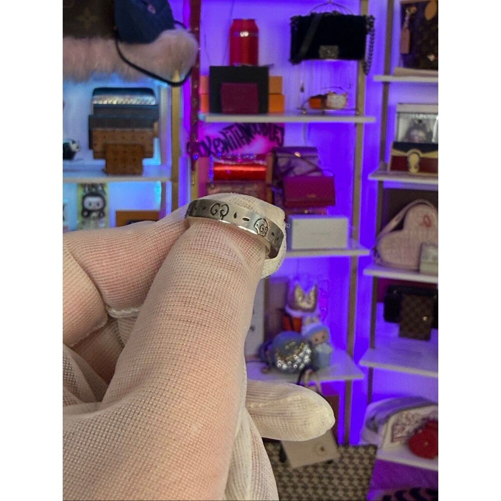 Gucci Sterling 925 Silver Narrow Gucci Ghost Ring Size 10 US 5